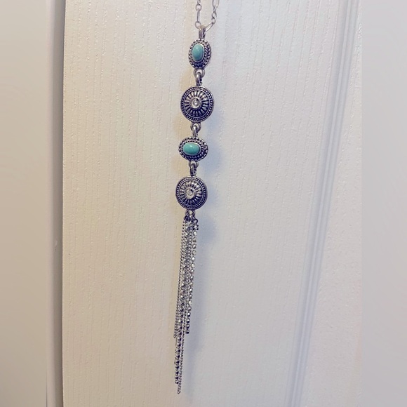 3/$20 | Long Turquoise Silver Necklace - Picture 1 of 5